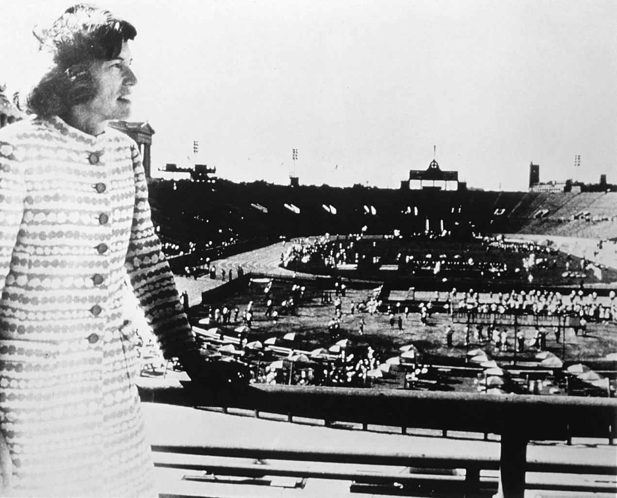 Eunice Kennedy Shriver overlooks Soldier Field at the 1968 Games.