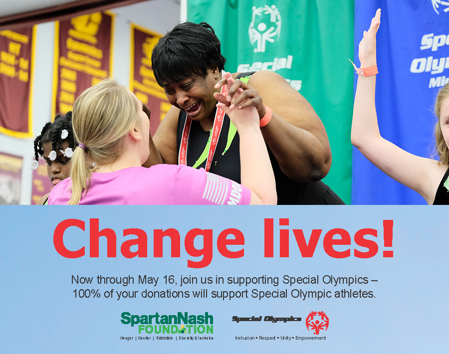 "Change Lives!" text beneath a gymnastics athlete