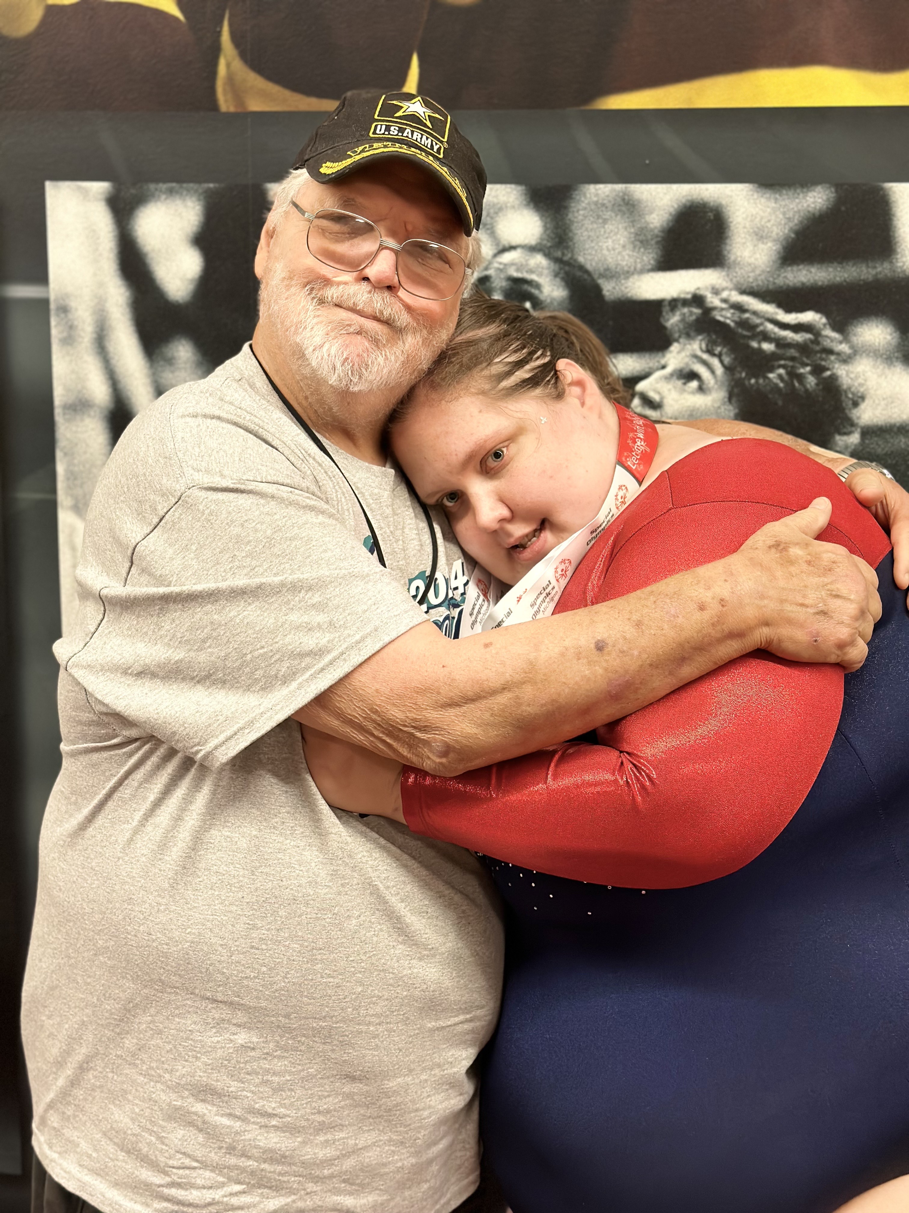 Rachel hugging a family member following competition.