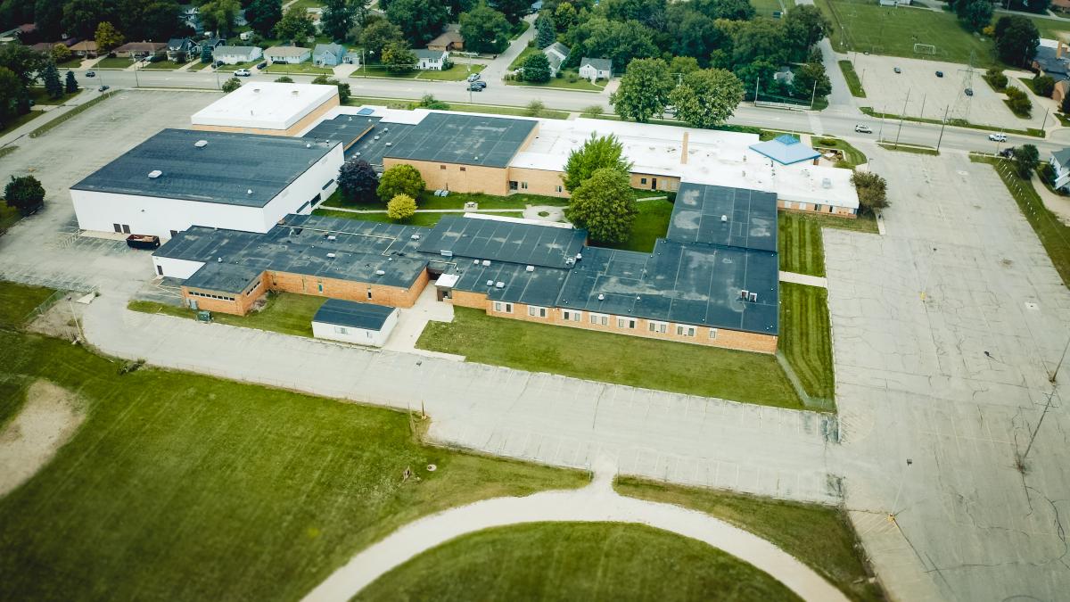 Aerial view of Grand Rapids South Christian's former school location