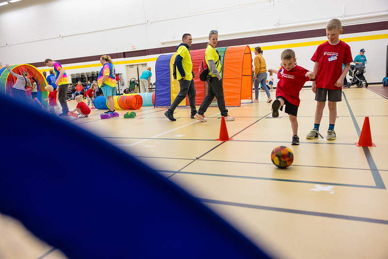 Athletes working on gross motor skills.