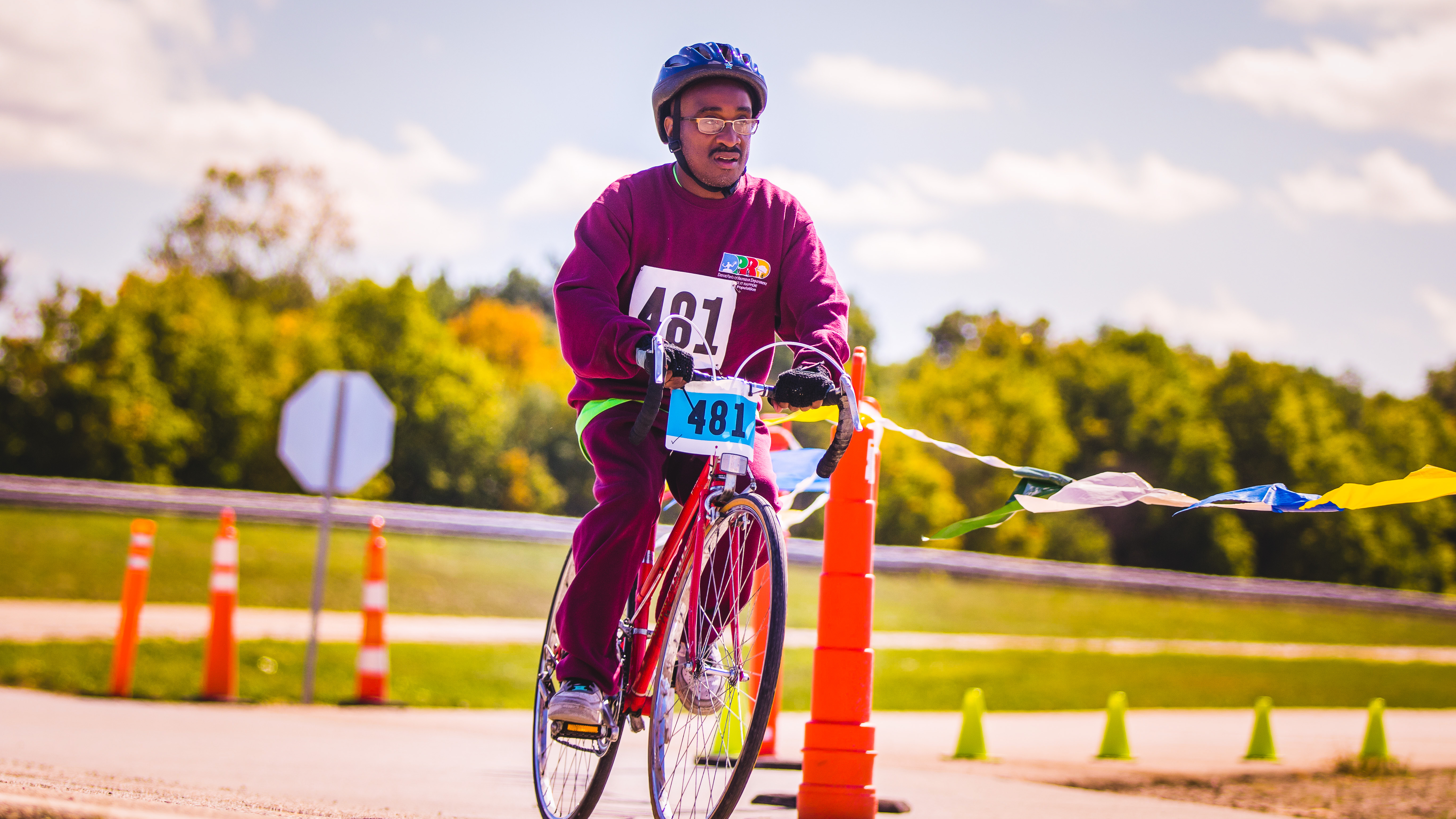 athlete biking on course