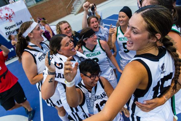 Team Michigan celebrates 3x3 victory