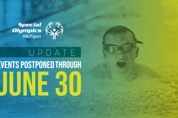 Special Olympics Michigan events postponed through June 30 with swimmer in the background