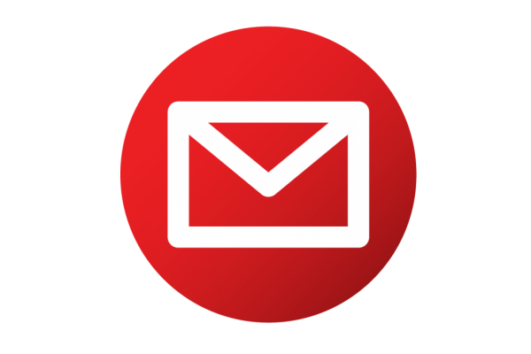 An envelope over top a red circle